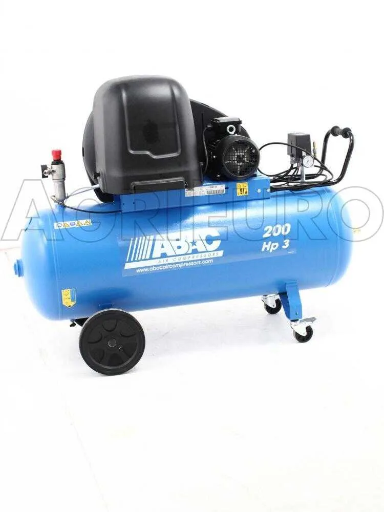 ABAC PRO A39B 200 CT3 - Compresseur d'air électrique triphasé par courroie silencieux - Moteur 3 CV - 200 litres