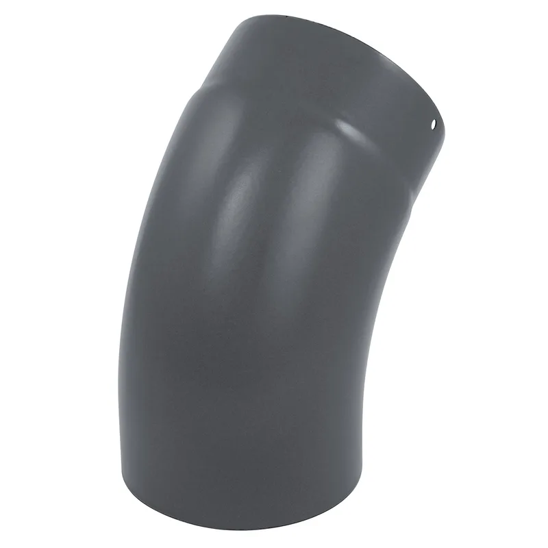 Coude de conduit de fumée / Coude de tuyau de poêle émaillé 150 mm - Coude lisse à 45° Gris