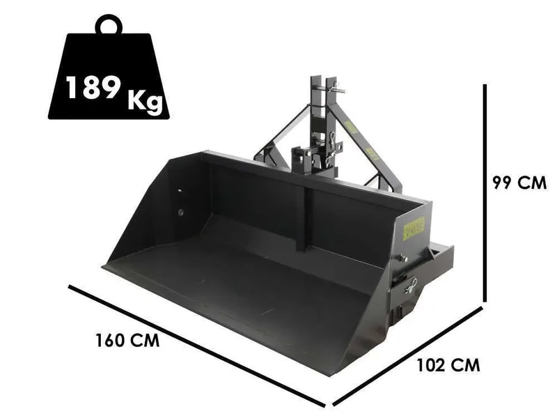 Godet arrière pour tracteur Blackstone B-PAL 160 - avec lame de 160 cm - charge 700Kg