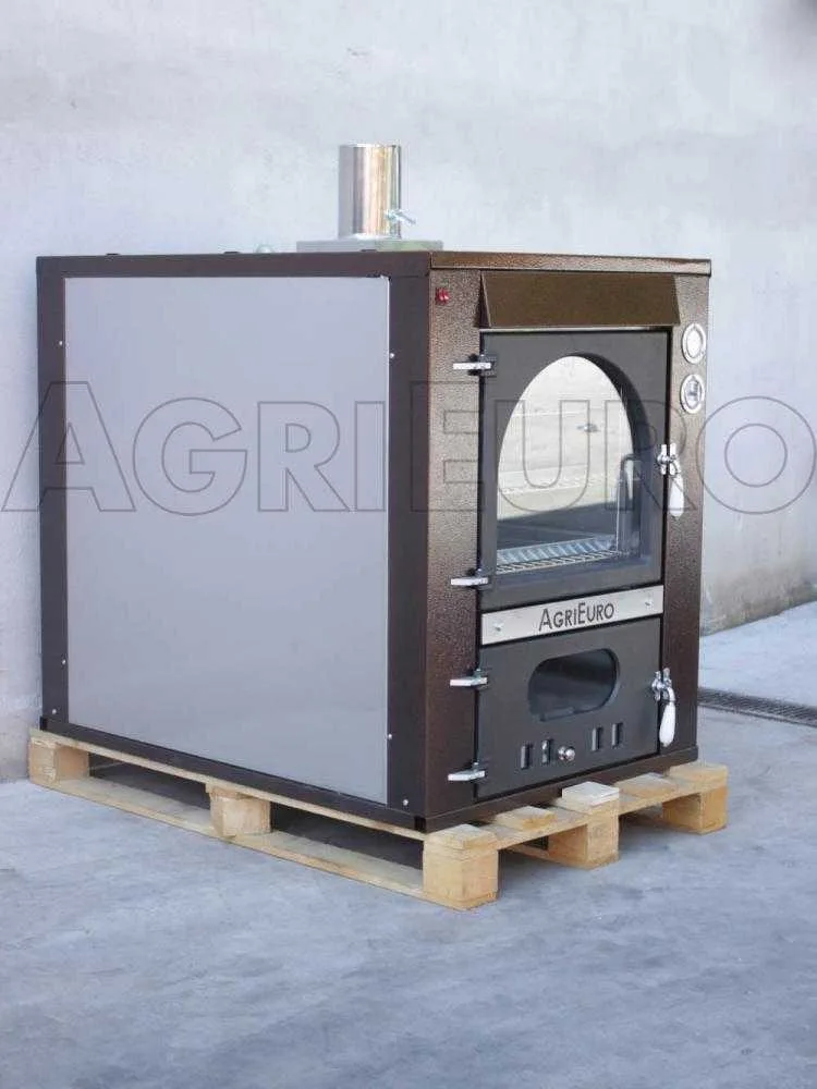 AgriEuro Magnus 100 Deluxe INC - Four à bois en acier encastrable - Cuivre émaillé - Inox