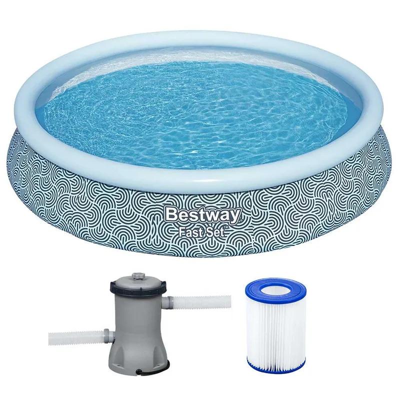 Bestway FAST Set 57313 - Ø457x84 cm - Piscine gonflable + Pompe de filtration 29 W