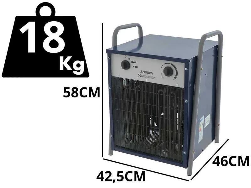 BullMach BM-EFH 22H - Générateur d'air chaud triphasé avec ventilation - 22kW