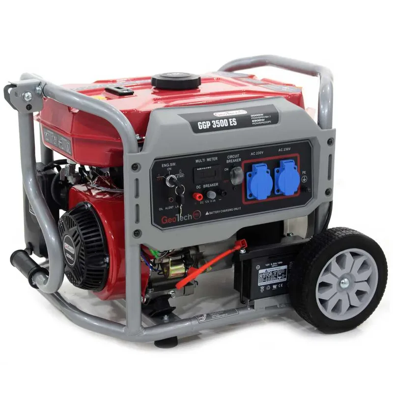 GeoTech Pro GGP 3500 ES - Groupe électrogène sur chariot avec AVR 3 kW - Continue 2.8 kw Monophasé