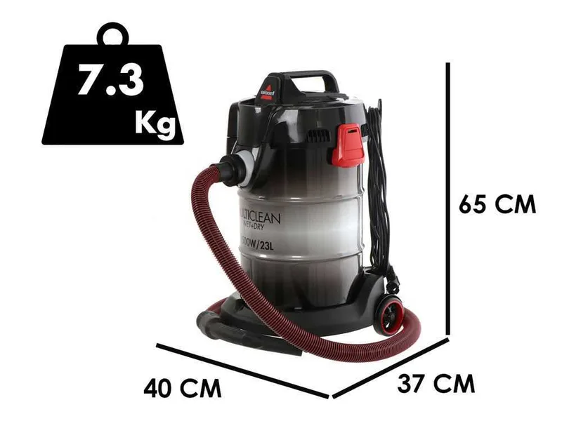 Bissell Wet&Dry Drum - Aspirateur multifonction 2 en 1 - 23 L - 1500 W - avec fonction souffleur