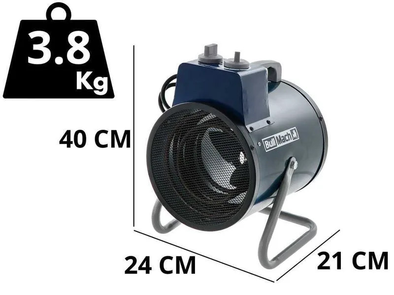 BullMach BM-EFH 3RS - Générateur d'air chaud électrique avec ventilation - 3kW