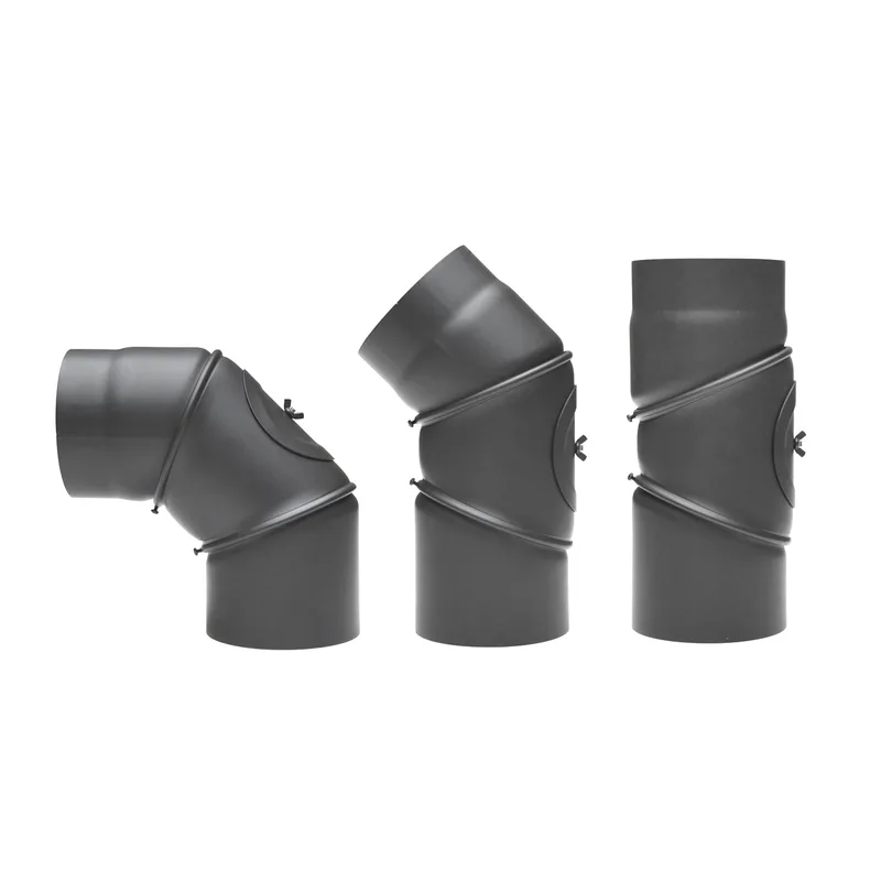 Raik Basic coude de tuyau de fumée 150 mm gris fonte 0-90° avec porte pour tuyau de fumée / conduit de fumée