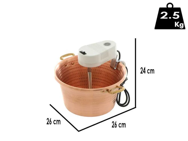 Novital - Chaudron électrique en cuivre martelé pour polenta base plate 4,7L - 4W