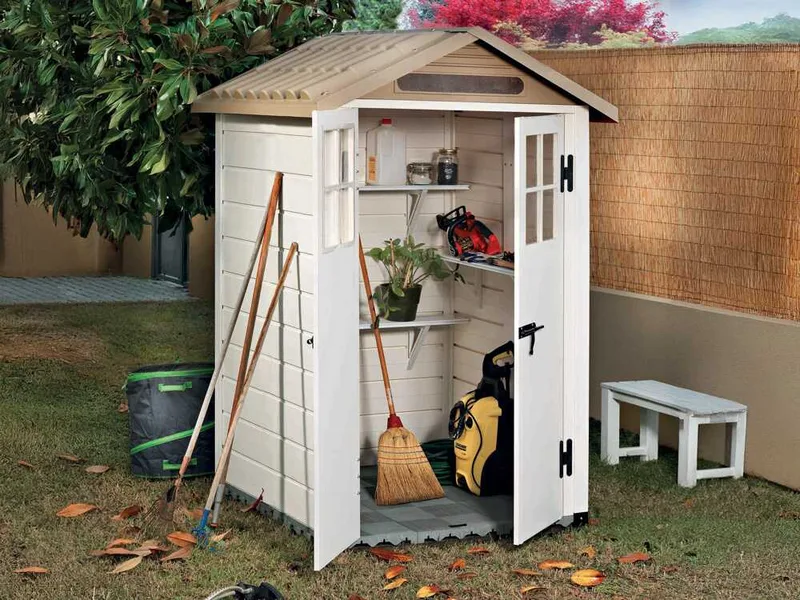 Garofalo Tuscany Evo 120 - Abri de jardin - Avec fenêtres et porte à double battant - 122,5 x 122,5 x 214 cm