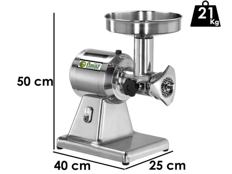 Fimar TC12S - Hachoir à viande électrique - 400V - 1CV - Groupe de hachage INOX - Sans inverseur de marche