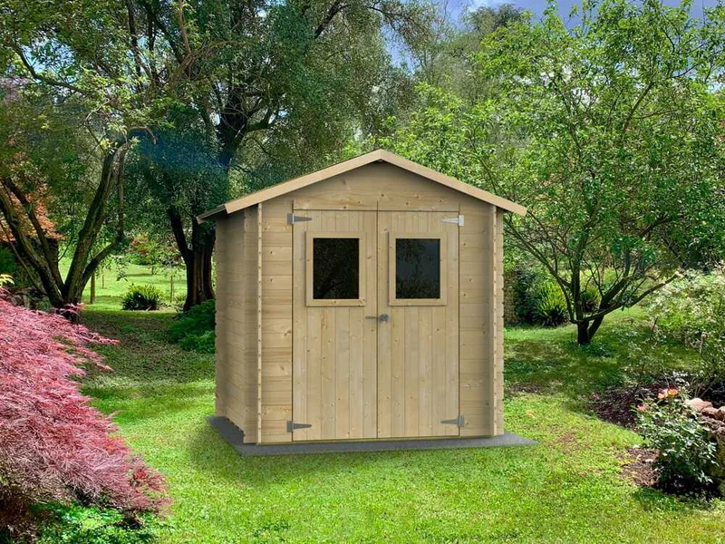 Alce Hobby 198x198 - Abri de jardin en bois - Avec fenêtres et porte à double battant - 198x198x215 cm