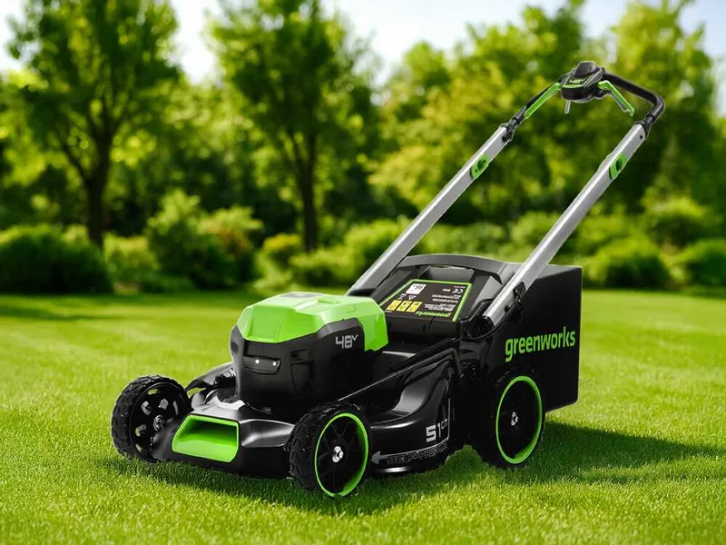 Greenworks GD48LM51SPIIK5 - Tondeuse à gazon autotractée à batterie - 48V/5Ah - Coupe 51 cm