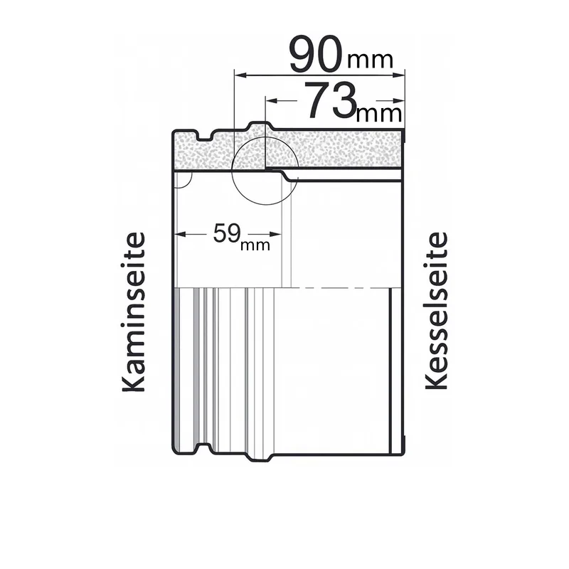 Schiedel Double paroi-douille Ø120 court pour ICS Ø130 mm double paroi brillant