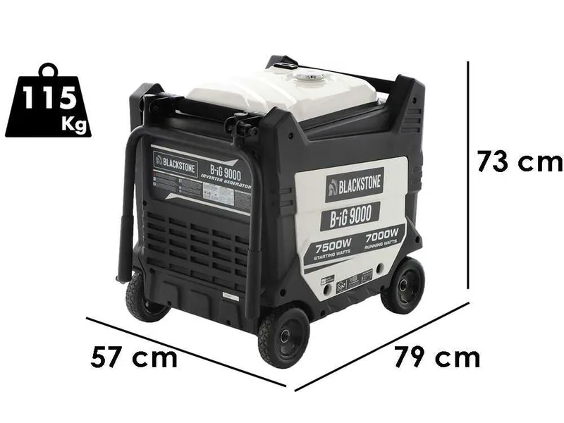 BlackStone B-iG 9000 - Groupe électrogène inverter insonorisé sur chariot 7.5 kW - Continu 7 kW Monophasé