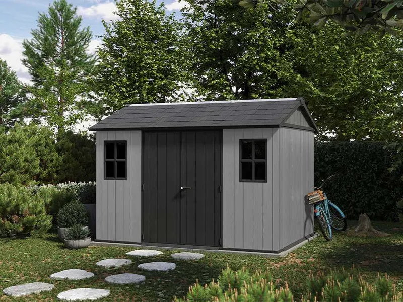 Keter Newton plus 7511/1175 gris - Abri de jardin avec fenêtres - 230 × 350 × 246 cm