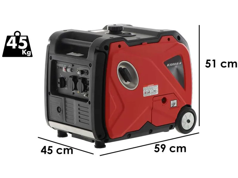Rato R3000iE-R - Groupe électrogène à inverter version sur roues 3.5 kW - Continu 3.2 kW Monophasé