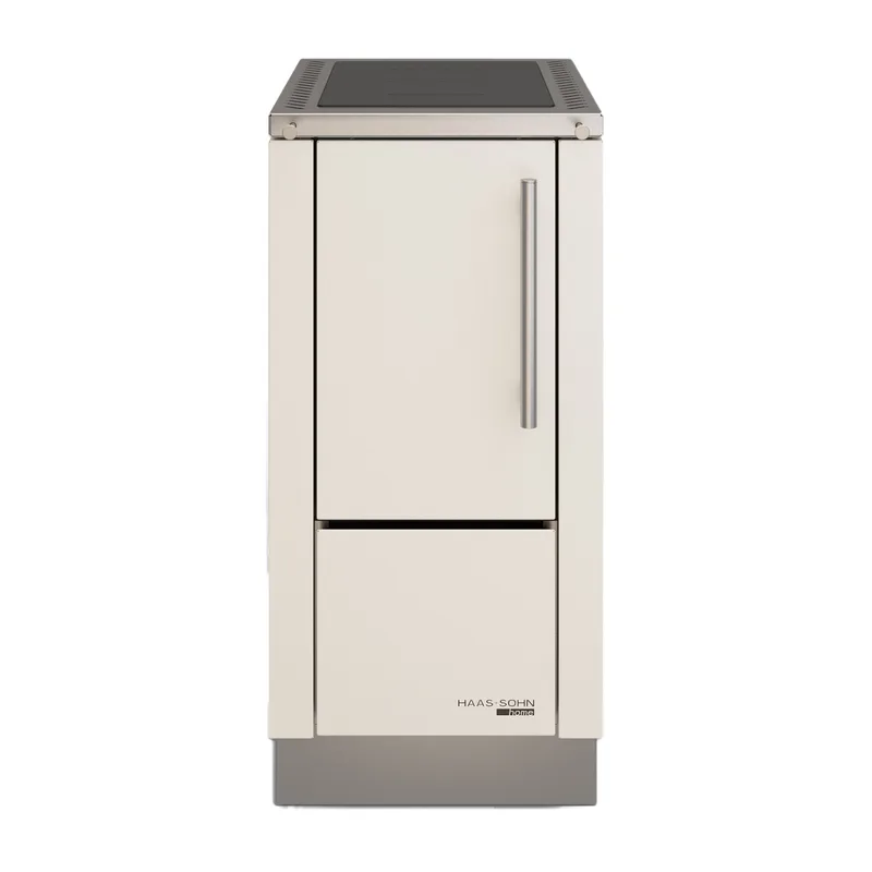 Haas+Sohn HS 40 sans vitre cuisinière à bois blanche cadre de cuisinière acier inoxydable plaque de cuisson en acier