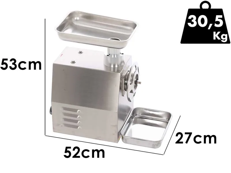 Fimar 22RS - Hachoir à viande électrique - 400 V - 1,5 CV - Groupe de hachage en INOX - Avec inverseur de marche