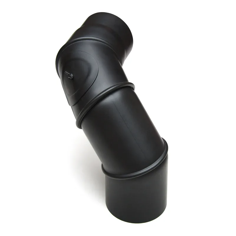 Raik Basic coude multiple 160mm noir avec porte – 4 pièces pour tuyau de fumée / conduit de fumée