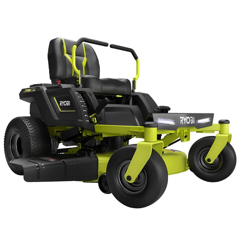 Tondeuse autoportée Ryobi ZTR480ex à rayon de braquage zéro - Moteur électrique sur batterie 48V/100Ah - coupe de 107cm - 2en1