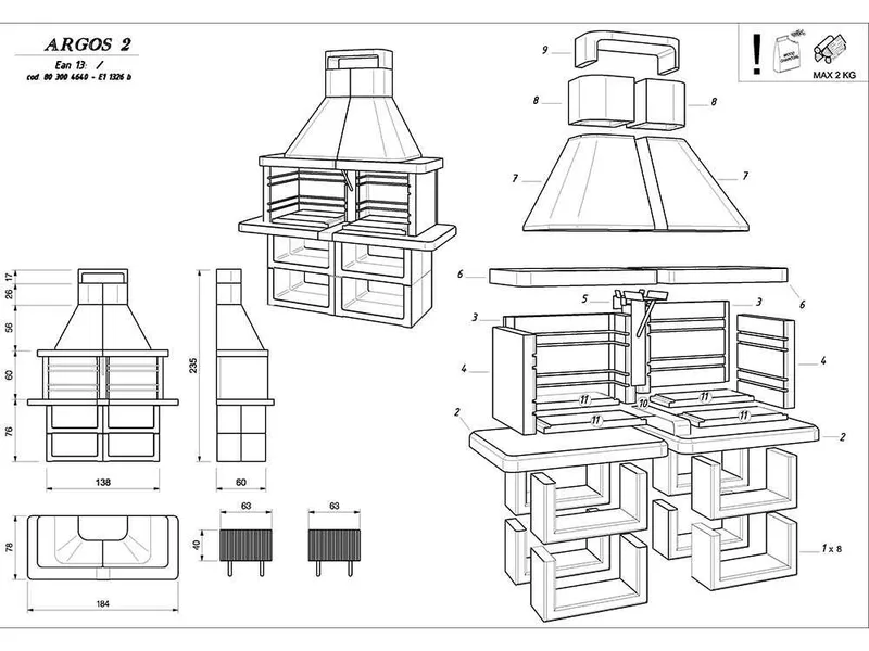 Palazzetti Argos - Barbecue en maçonnerie 3 en 1