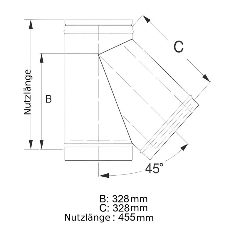 Schiedel ICS raccordement tuyaux 45° Ø130 double paroi brillant