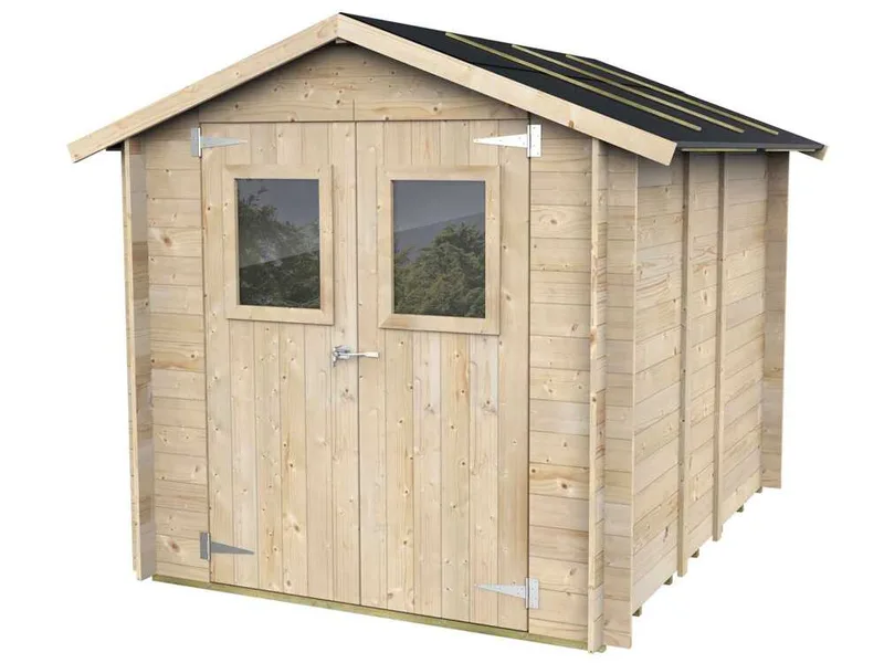 Alce Hobby 198x248 - Abri de jardin en bois - Avec fenêtres et porte à double battant - 198x248x215 cm