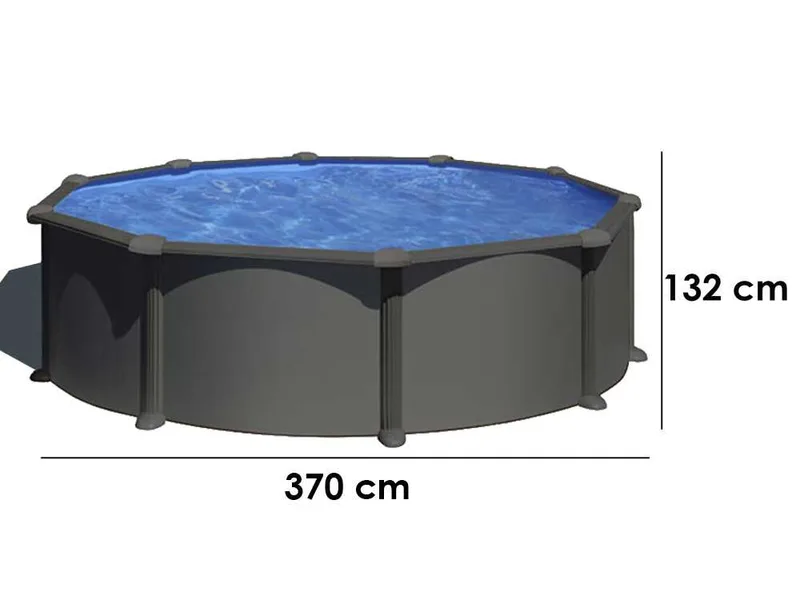 Gre Anthracite Ronde Ø350 x 132 cm - Piscine hors-sol en acier