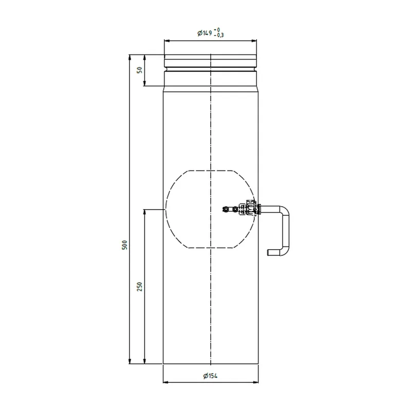 Raik tuyau LS diamètre 150x500x2,00mm rétreint avec modérateur de tirage noir