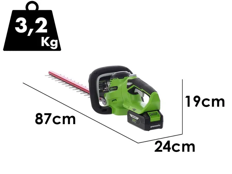 Greenworks G48HT - Taille-haie électrique à batterie 48V/2Ah - Lame de 51 cm