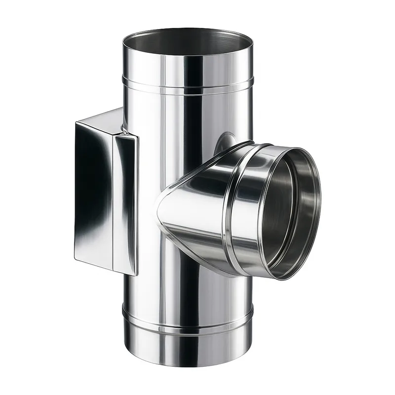 Schiedel ICS raccordement tuyaux 90° avec raccordement porte de nettoyage rectangulaire Ø200 double paroi brillant