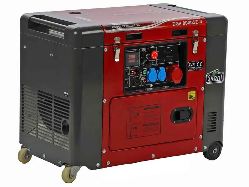 GeoTech Pro DGP8000SE-3 - Groupe électrogène diesel silencieux sur chariot avec AVR 6 kW - Continu 5.5 kW Triphasé + ATS