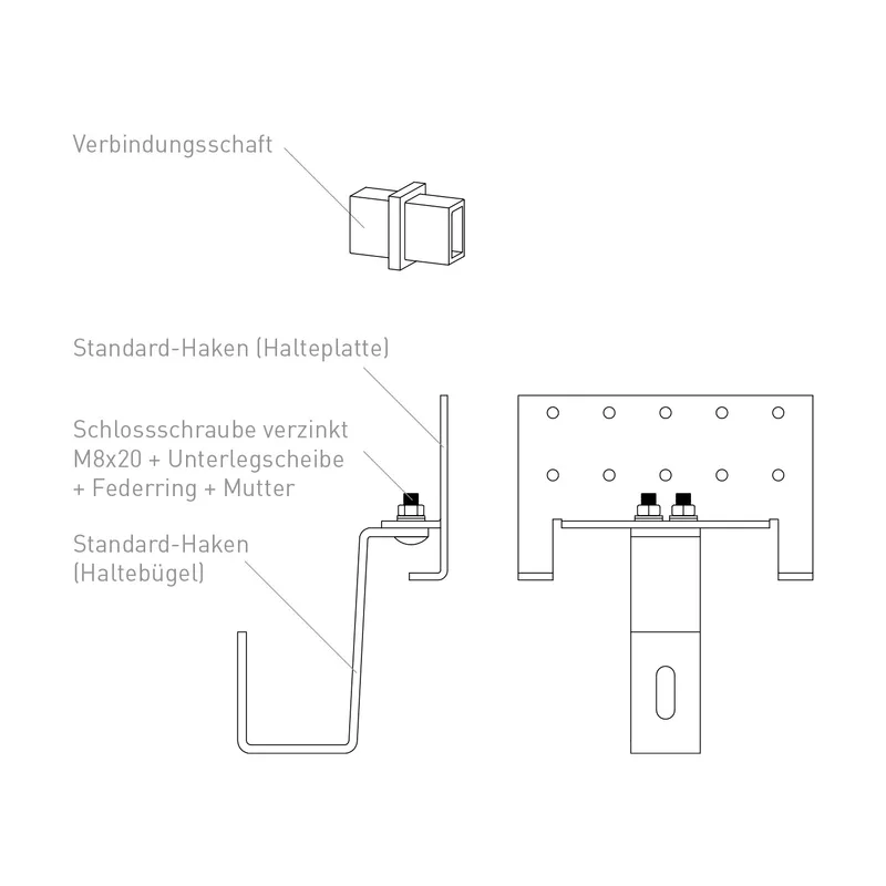 Sunex Standard Kit de montage pour toit incliné 10-25 degrés pour 2 capteurs solaires plats Basicx 2.0