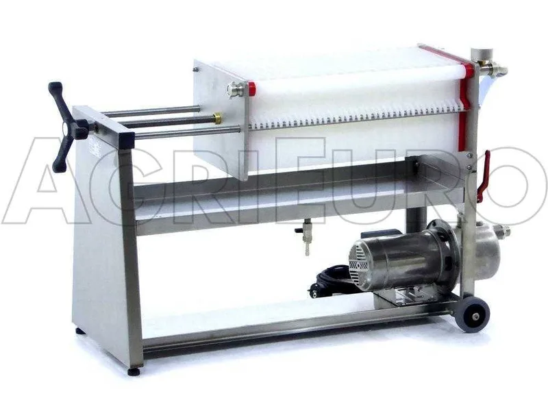 Enotecnica Pillan AF40 - Filtre à 40 cartons et plaques 20x20 - pompe oenologique-châssis/pompe en acier INOX