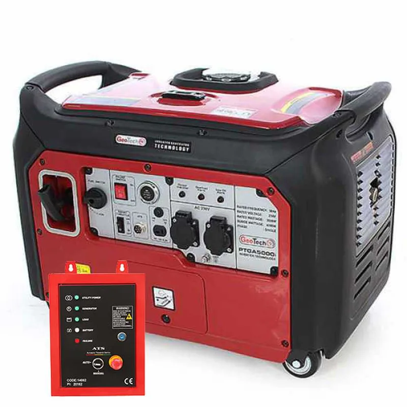 GeoTech Pro PTGA 5000i - Groupe électrogène inverter 4 kW monophasé silencieux avec ATS - dem. électrique