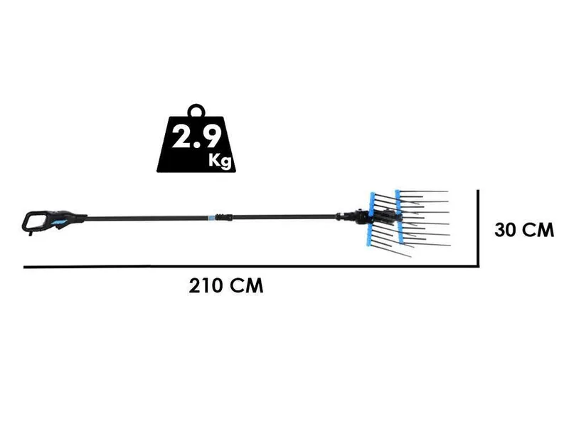 Campagnola Alice STAR ECO Plug-in - Peigne vibreur électrique à batterie 21.6 V 5 Ah - Perche télescopique en carbone de 210 à 280 cm