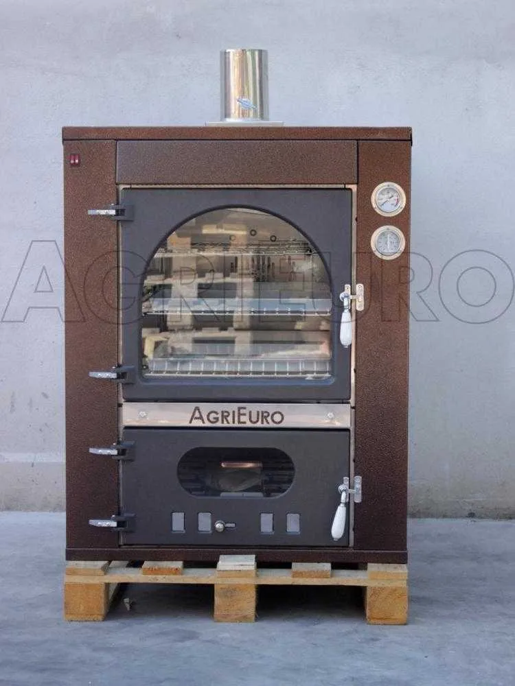 AgriEuro Magnus 100 Deluxe INC - Four à bois en acier encastrable - Cuivre émaillé - Inox