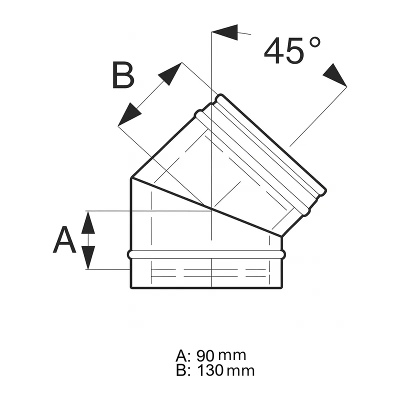 Schiedel ICS coude 45° Ø180 mm double paroi brillant