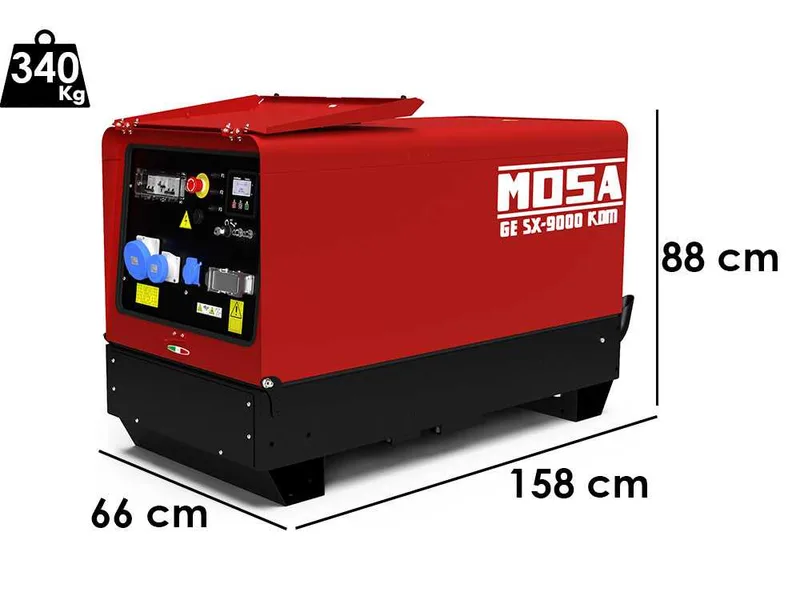 MOSA GE SX-9000 KDM - Groupe électrogène diesel insonorisé 8.3 kW - Continu 7.5 kW Monophasé - Moteur Kohler KDW702