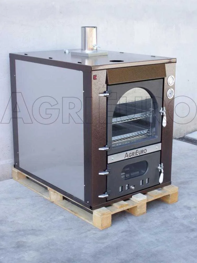 AgriEuro Magnus 100 Deluxe INC - Four à bois en acier encastrable - Cuivre émaillé - Inox