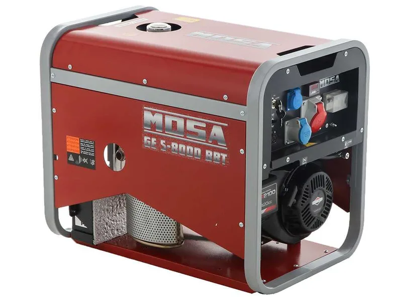 MOSA GE S-8000 BBT AVR EAS - Groupe électrogène à essence avec AVR 6.4 kW - Continu 5.6 kW Triphasé + ATS - Moteur B&S XR2100