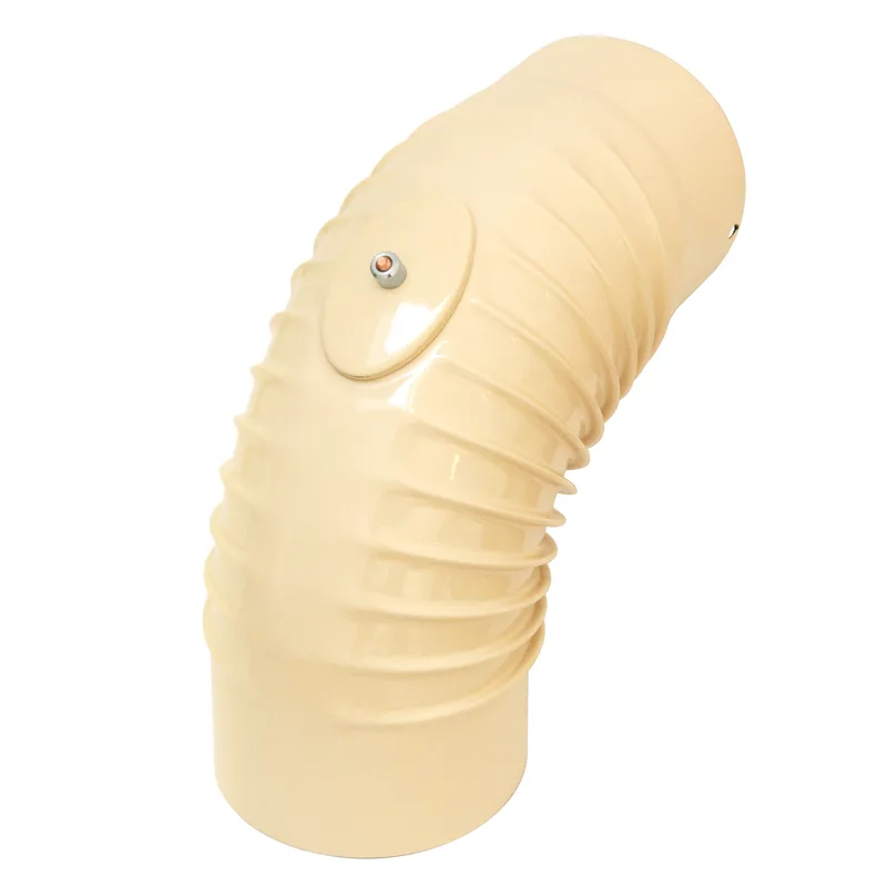 Coude de conduit de fumée / Coude de tuyau de poêle émaillé 120 mm - Coude à 90° nervuré ivoire avec ouverture de nettoyage
