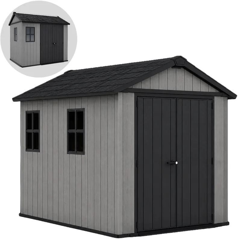 Keter Newton plus 759/975 gris - Abri de jardin avec fenêtres - 230 × 287 × 246 cm