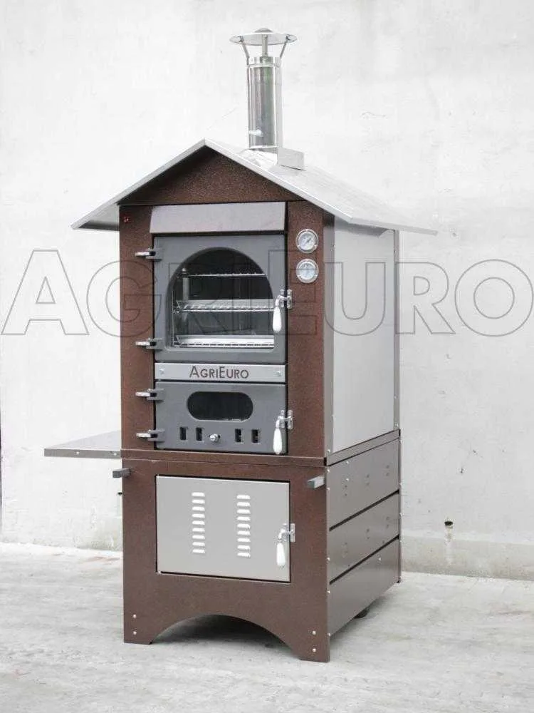 AgriEuro Medius 80 Deluxe EXT - Four à bois acier d'extérieur - Cuivre émaillé - Inox