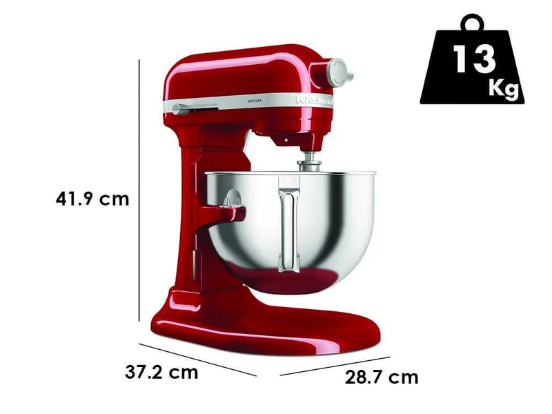 KitchenAid Artisan 5KSM60SPX-EER Rouge - Batteur mélangeur planétaire avec cuve amovible