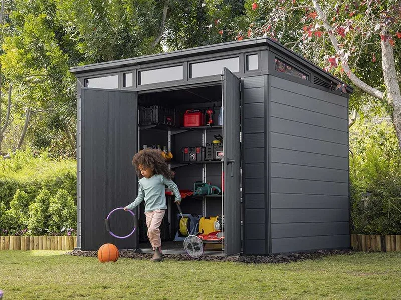 Keter Cortina 9x7 - Abri de jardin - Avec porte à double battant - 277 × 218 × 226 cm