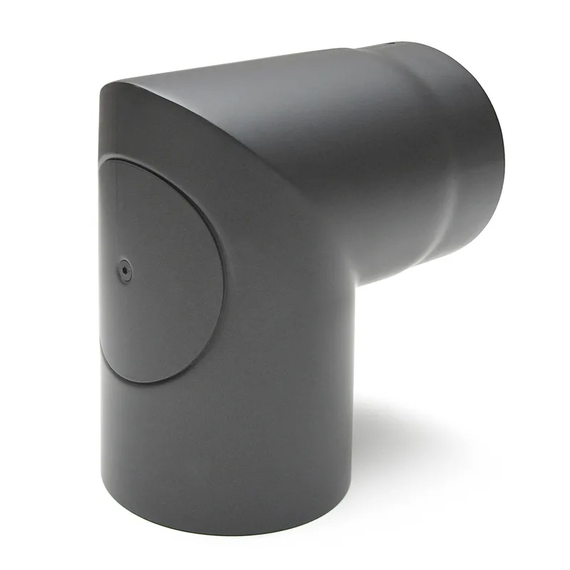 Raik Basic coude de tuyau de fumée 150mm gris fonte 90° – 2 pièces avec porte poncée pour tuyau de fumée / conduit de fumée