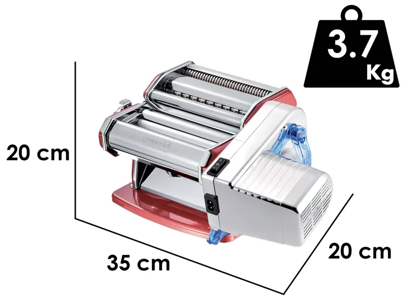 Imperia Electric iPasta Metallica Classica Rouge - Laminoir - Machine à pâtes Électrique