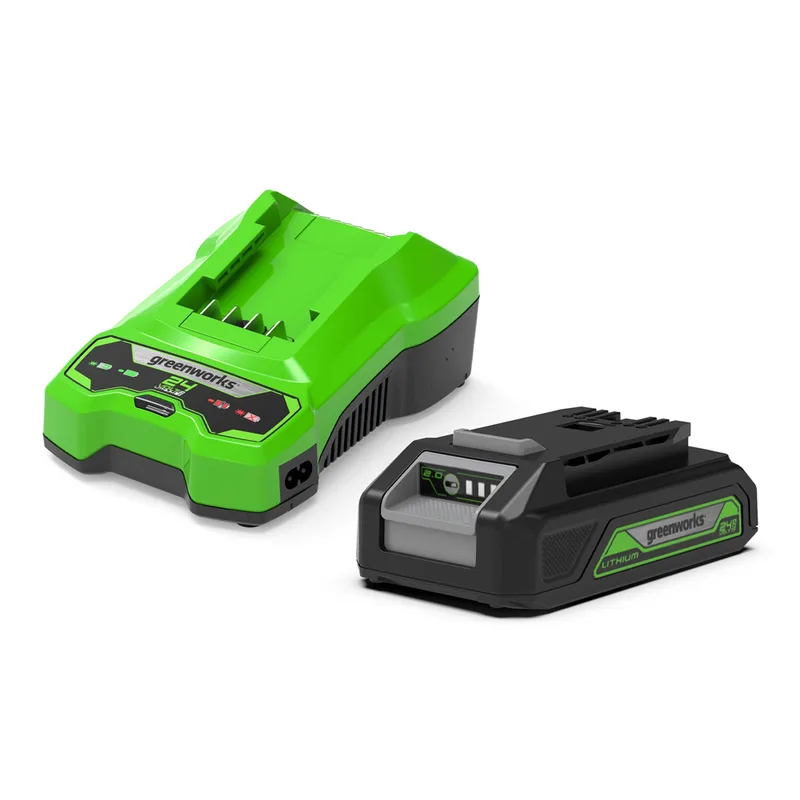Starter kit Greenworks Batterie de 24V/2.0ah et chargeur de 0.5 ah