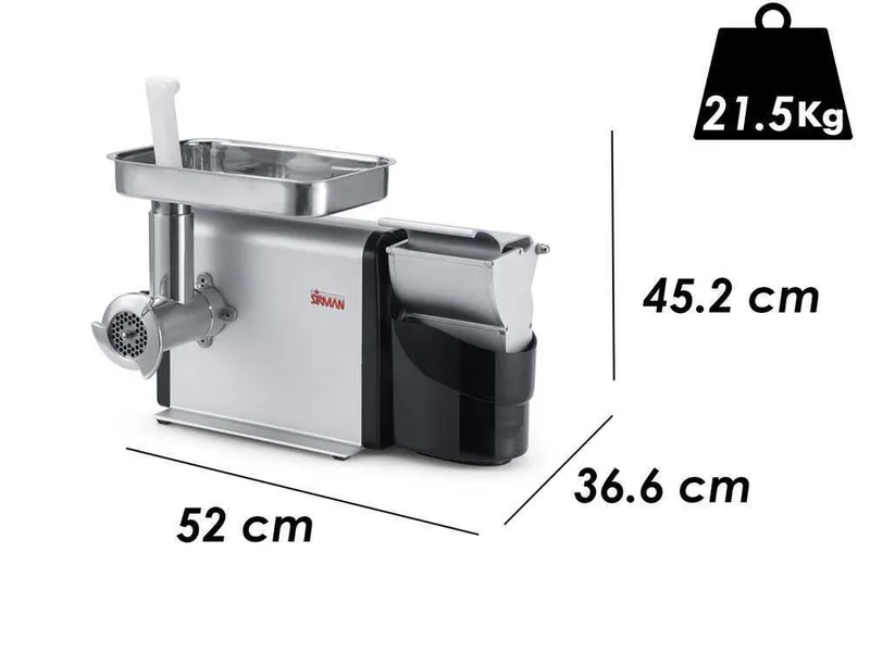 Sirman TCG 12 M.I. Denver - Hachoir à viande électrique - Râpe intégrée - Bouche en acier inox