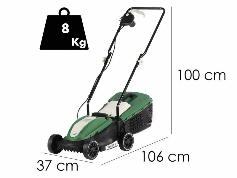 Greenbay SB-1300-32 - Tondeuse à gazon électrique - 1300W - Coupe de 32 cm